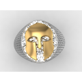 Δαχτυλίδι με περικεφαλαία αρχαίου Ελληνικού τύπου σε λευκόχρυσο και κίτρινο χρυσό