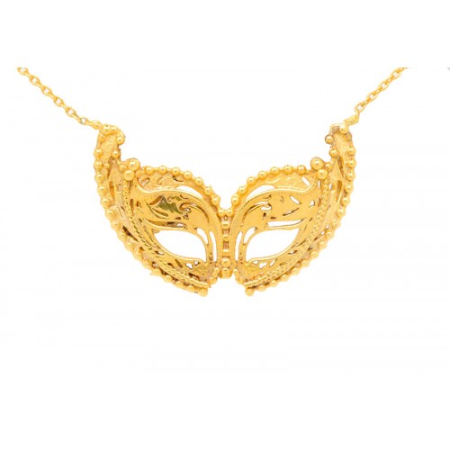 Βενετσιάνικη μάσκα σε κίτρινο χρυσό κολιέ