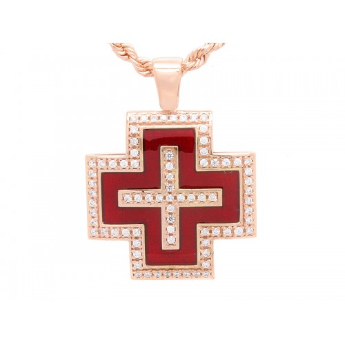 10909 / 14 καράτια, κόκκινο, χρυσό, λευκόχρυσο, σταυρός, γυναικείος Σταυροί
