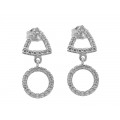 Γυναικεία λευκά σκουλαρίκια με λευκές ζιργκόν πέτρες