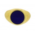 Δαχτυλίδι ανδρικό σεβαλιέ με μπλε σμάλτο στρογγυλό