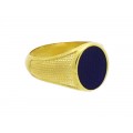 Δαχτυλίδι ανδρικό σεβαλιέ με μπλε σμάλτο στρογγυλό