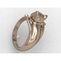Γυναικείο χρυσό δαχτυλίδι γάτα σε ροζ χρώμα