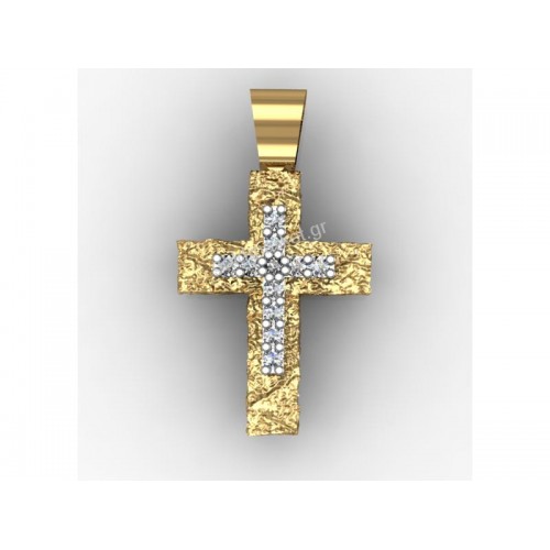 10259  / 14 καράτια, κόκκινο, χρυσό, λευκόχρυσο, σταυρός, γυναικείος Σταυροί
