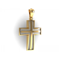 10496 / 14 καράτια, κόκκινο, χρυσό, λευκόχρυσο, σταυρός, ανδρικός Σταυροί