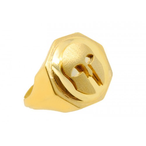 Δαχτυλίδι οκταγωνου σχήματος με περικεφαλαία αρχαίου Ελληνικού τύπου σε κίτρινο χρυσό