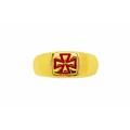 Δαχτυλίδι Ναϊτών Ιπποτών σε κίτρινο χρυσό με κόκκινο σμάλτο