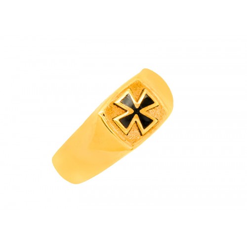 Δαχτυλίδι Ναϊτών Ιπποτών σε κίτρινο χρυσό με μάυρο σμάλτο