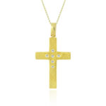 Σταυρός γυναικείος σε κίτρινο χρυσό με ζιργκόν πέτρες - Image 2