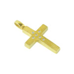 Σταυρός γυναικείος σε κίτρινο χρυσό με ζιργκόν πέτρες