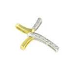 Σταυρός γυναικείος σε κίτρινο χρυσό με ζιργκόν πέτρες