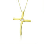 Σταυρός γυναικείος σε κίτρινο χρυσό με ζιργκόν πέτρες - Image 2