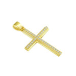 Σταυρός γυναικείος με λευκές πέτρες σε κίτρινο χρυσό 