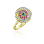 Γυναικείο δαχτυλίδι μάτι με λευκές κόκκινες μπλε και  τυρκουάζ  πέτρες 