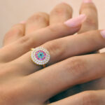 Γυναικείο δαχτυλίδι μάτι με λευκές κόκκινες μπλε και  τυρκουάζ  πέτρες  - Image 2