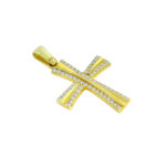 Σταυρός γυναικείος σε κίτρινο με λευκές πέτρες