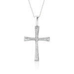 Σταυρός  γυναικείος λευκόχρυσος με λευκές πέτρες - Image 2