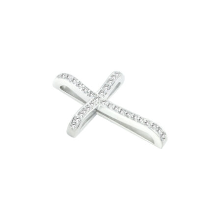 Σταυρός  γυναικείος λευκόχρυσος με πέτρες