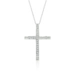 Σταυρός  γυναικείος λευκόχρυσος με πέτρες - Image 2