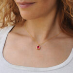 Κολιέ δάκρυ με κόκκινο ζιργκόν - Image 2